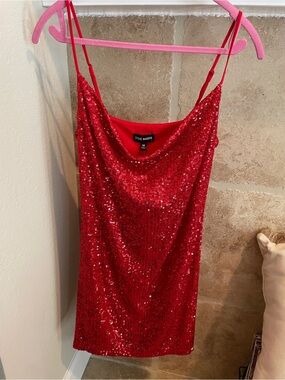 NWT Steve Madden Red Sequined Mini Dress Party Summer Cocktail Festival M